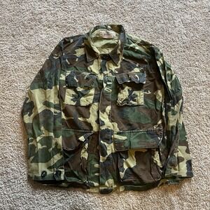 Vtg Red Head Camo Shirt‎ Woodland Green Button-Up USA Hunting Pockets Men's M